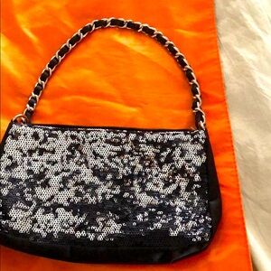Black and Silver Sequin Women's Bag